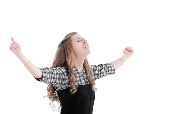 Happy young business woman . isolated on white — Stock Photo, Image