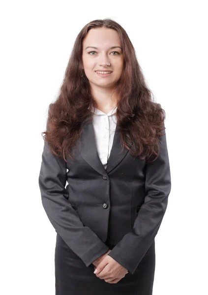 Portret van vriendelijke jonge bedrijf woman.isolated op wit — Stockfoto