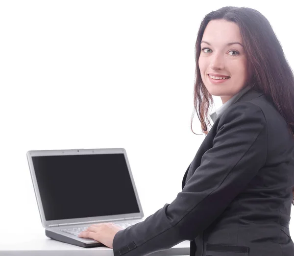 Successful business woman sitting at a Desk — Stock Photo, Image