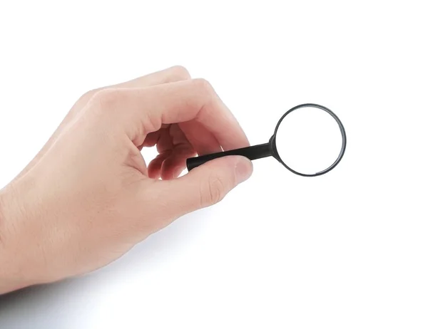 Close up. magnifying glass in hand businessman.photo with copy space — Stock Photo, Image