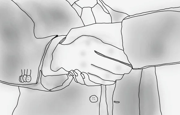 Foto stilizzata di un disegno di partner commerciali che stringono la mano — Foto Stock