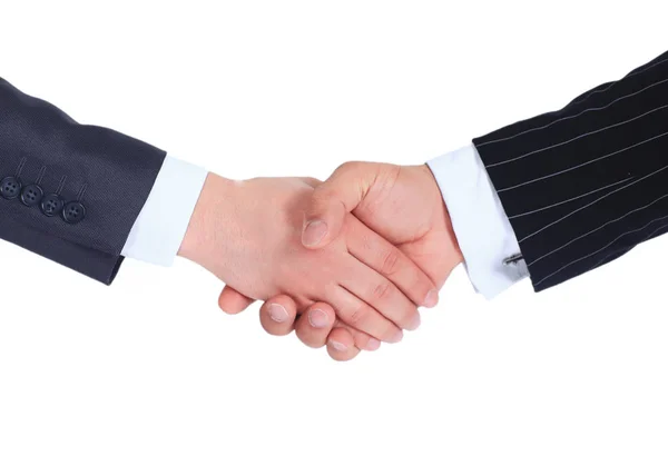 Closeup. confident handshake business partners.isolated on white — Stock Photo, Image