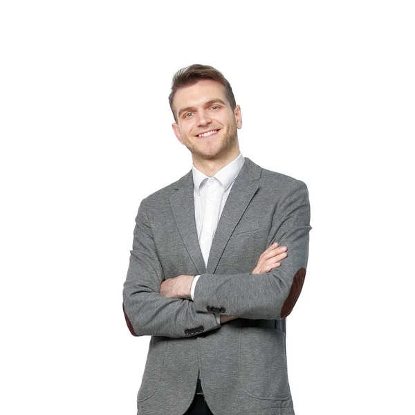 Retrato de um jovem empresário de sucesso.isolado em branco — Fotografia de Stock