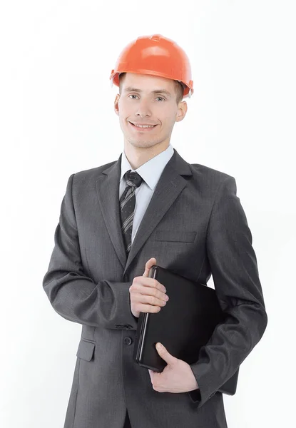 Retrato de un ingeniero civil exitoso .isolated en un blanco —  Fotos de Stock