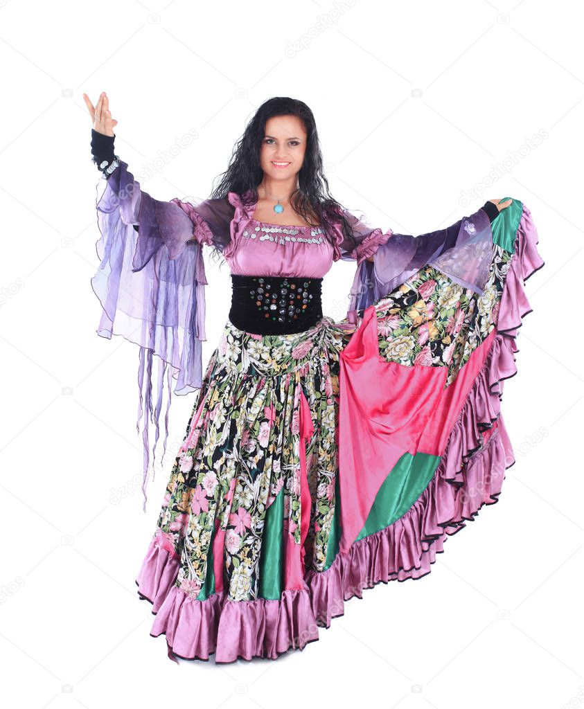 beautiful woman dancer in a Gypsy costume
