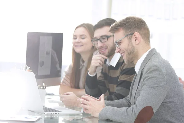 Successful business team sitting at the Desk — Stock Photo, Image