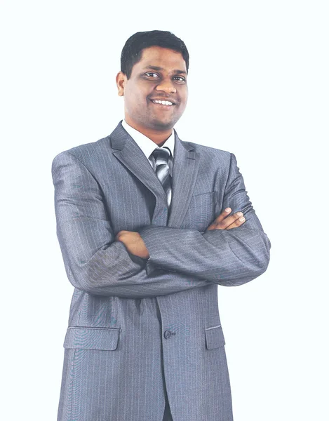 Een mooi portret van een zakenman. Geïsoleerd op witte achtergrond. — Stockfoto