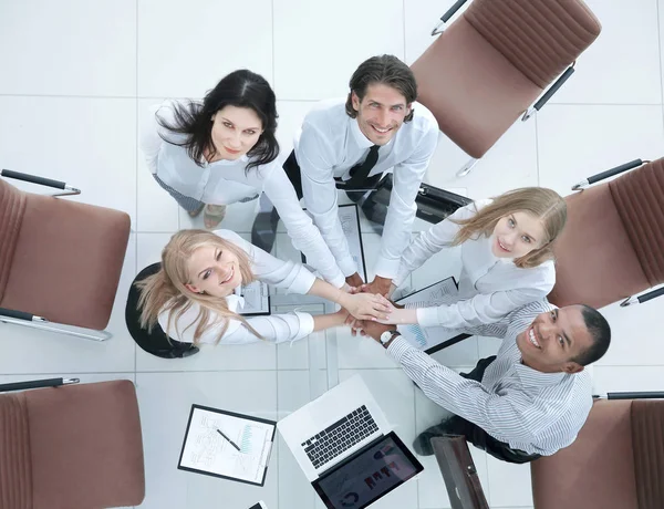 Top view.professional business team shows its success. — Stock Photo, Image