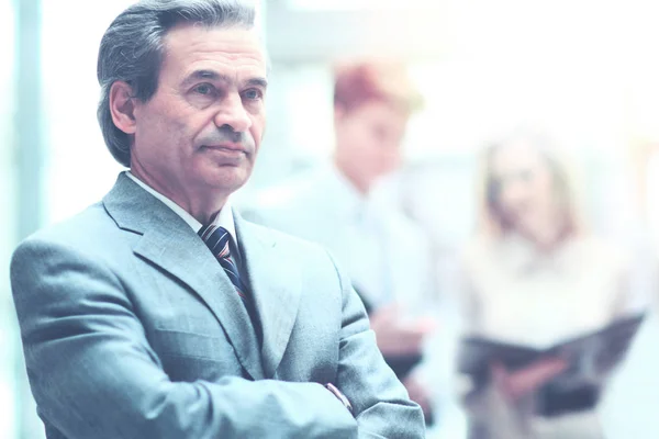 Happy smart business man with team mates discussing — Stock Photo, Image