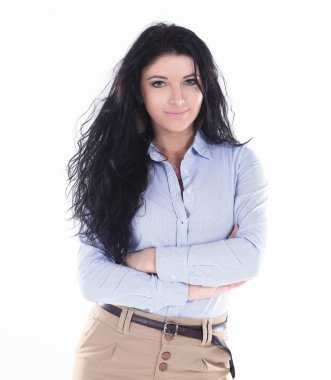 Genç bir iş kadınının portresi.