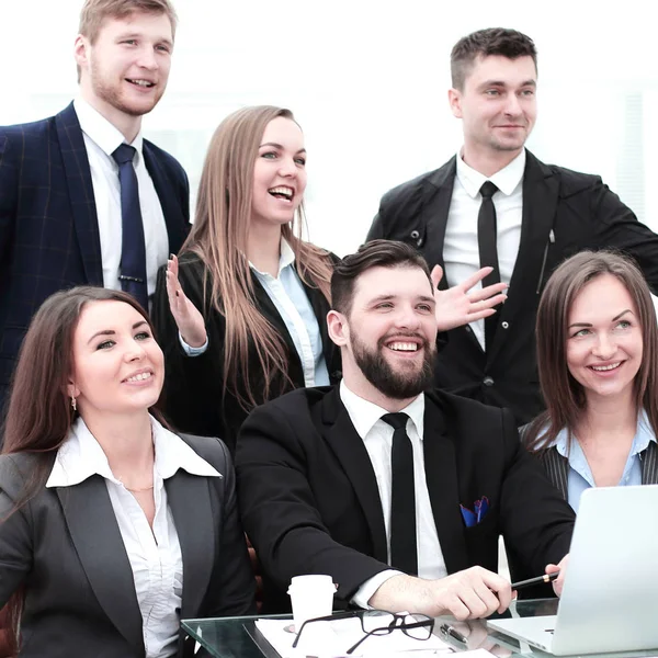 Portrait of a successful business team near the desktop — Stock Photo, Image