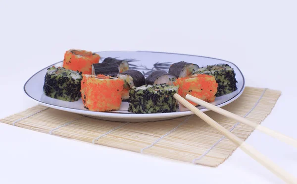 Close-up of sushi rolls on the plate — Stock Photo, Image