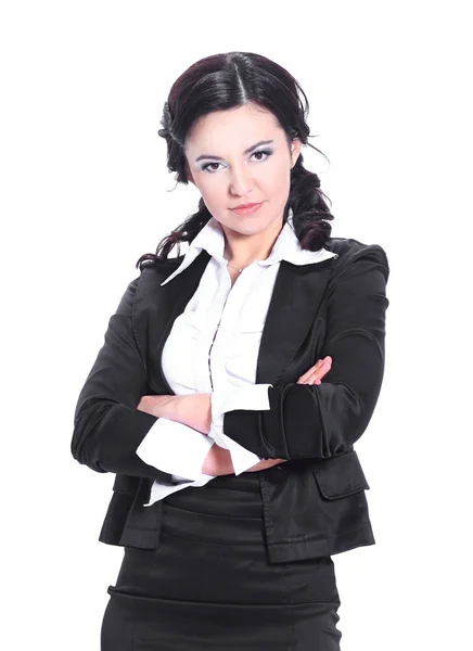 Retrato de negócios bem sucedidos woman.isolated no fundo branco — Fotografia de Stock
