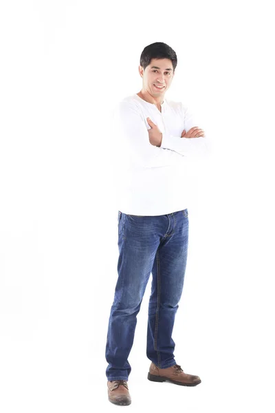 Retrato de um homem bonito moderno.isolado no branco — Fotografia de Stock