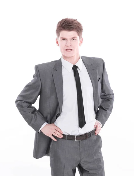 Retrato de confiante jovem empresário.isolado em um branco — Fotografia de Stock