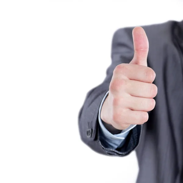 Closeup.young business men showing thumb up. photo with copy space — Stock Photo, Image