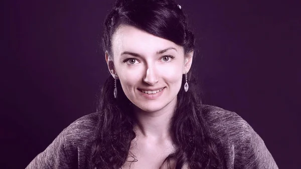 black-and-white photo.portrait of a serious young woman.