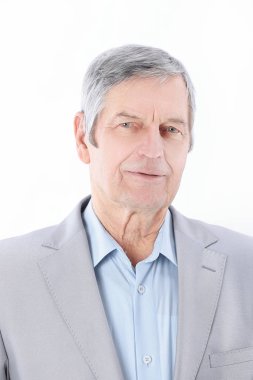 üst düzey işadamı silah ile ayakta beyaz arka plan üzerinde çarpı işareti