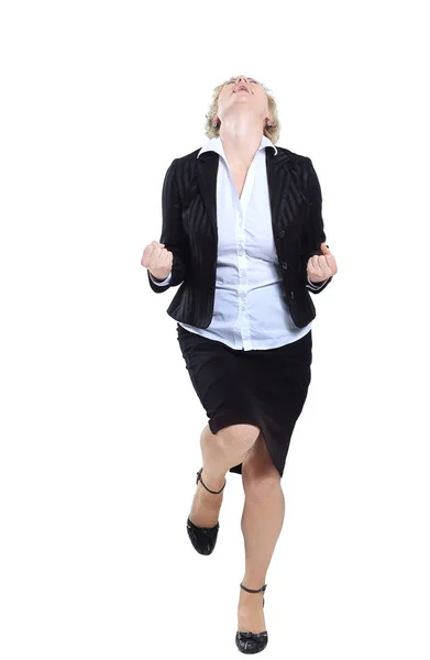 Portrait of happy business woman.isolated on white — Stock Photo, Image