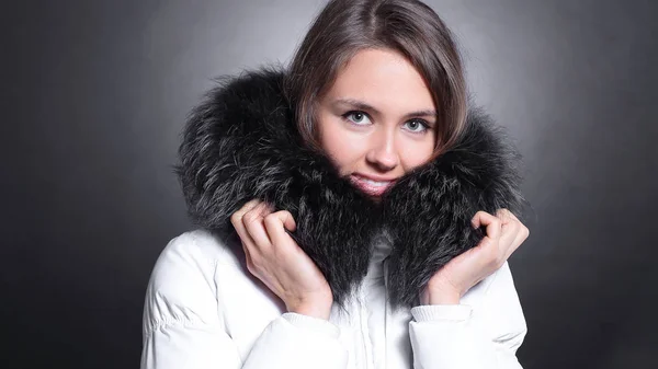 Portrait of beautiful young woman in winter jacket — Stock Photo, Image