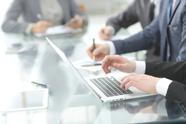 Background image of a business team at a Desk Stock Photo
