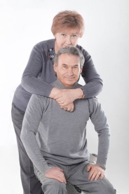 Beyaz arka plan üzerinde şirin bir eski couple.isolated portresi