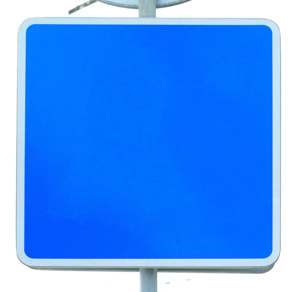 Blank blue road sign with place for text — Stock Photo, Image