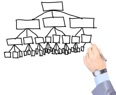 yakın çekim. işadamı pazarlama komplosu çizer