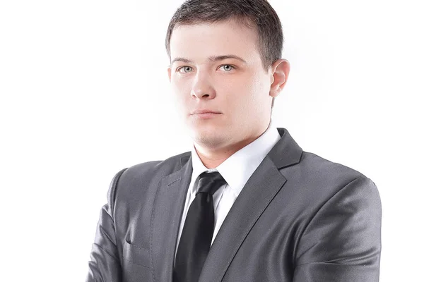 Retrato de um jovem empresário de sucesso.isolado em branco — Fotografia de Stock