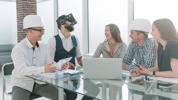 creative group of designers at a working meeting in the office