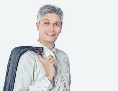 yaşla birlikte sırt üzerinden bir ceket içinde başarılı iş adamı.