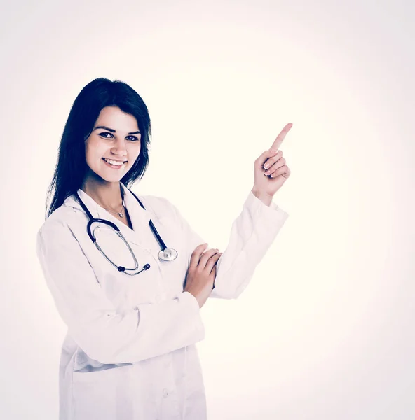 Mladá, krásná, přátelský, usmívala se a kvalifikované ženy lékař. — Stock fotografie