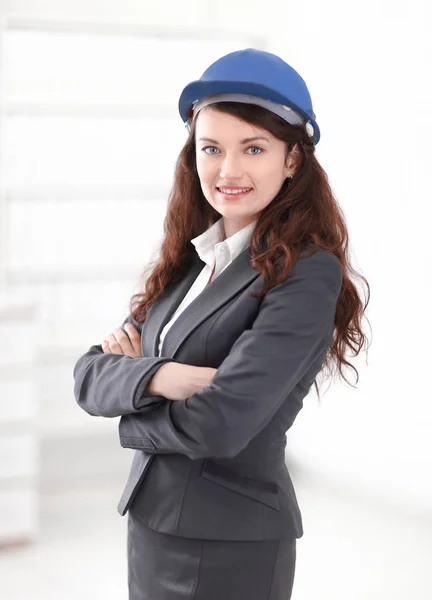 Closeup portrait of a successful woman engineer — Stock Photo, Image