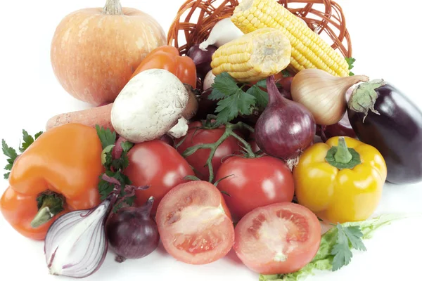 Closeup.a variety of fresh vegetables.isolated on a white — Stock Photo, Image