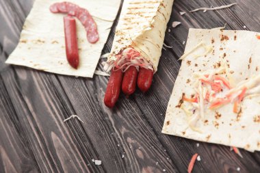 kopya alanı ile sausages.photo ile Kebap yemek için malzemeler