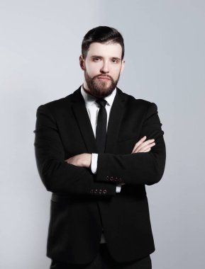 gri arka plan üzerinde başarılı bir businessman.isolated portresi
