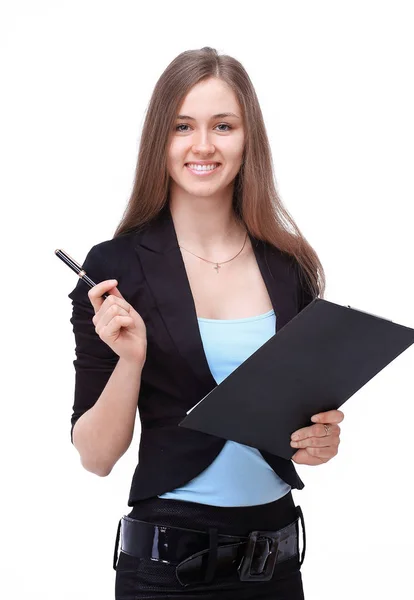 Primer plano. mujeres de negocios exitosas con documents.isolated en blanco — Foto de Stock