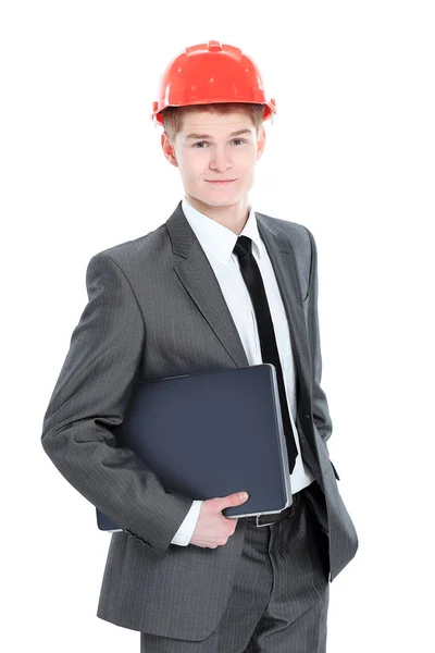 In full growth.young engineer architect with laptop — Stock Photo, Image