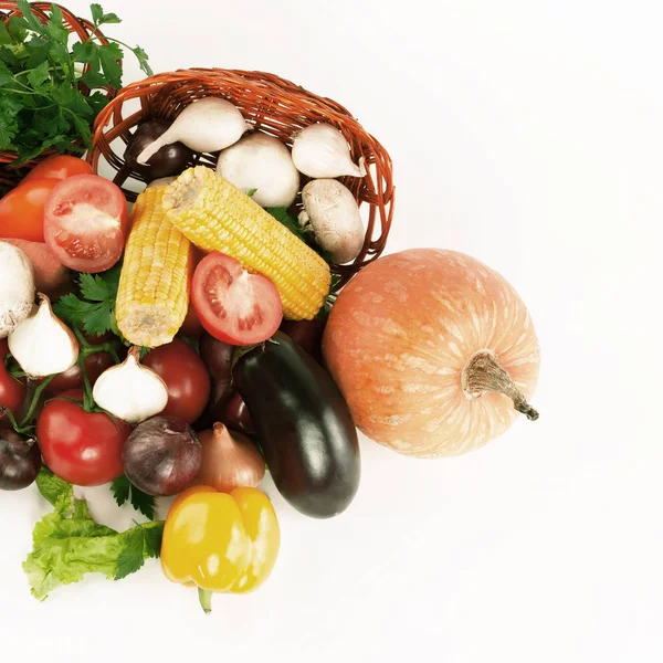 Zbliżenie. wiele różnych vegetables.isolated świeży biały — Zdjęcie stockowe