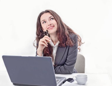 portre. Ofiste çalışan güzel iş kadın