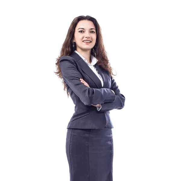 Porträtt av en säker moderna business woman.isolated på vit — Stockfoto