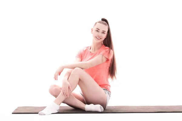 Fitness, Sport, Menschen und gesundes Lebensstil-Konzept - Frau macht Yoga-Meditation in Lotus-Pose auf Matte — Stockfoto