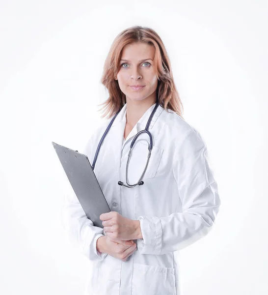 En terapeuta médico de pleno crecimiento.confident aislado en blanco —  Fotos de Stock