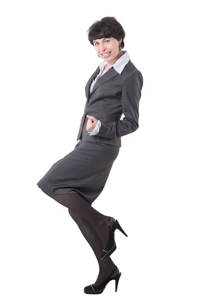Kobieta biznesu bardzo szczęśliwy. na białym tle — Zdjęcie stockowe