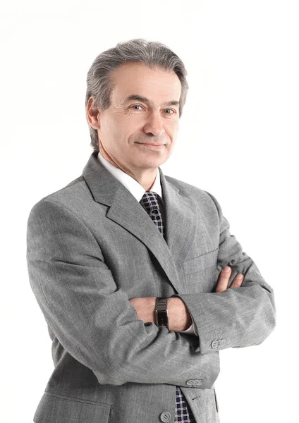 Retrato de empresário confiante isolado no fundo branco — Fotografia de Stock