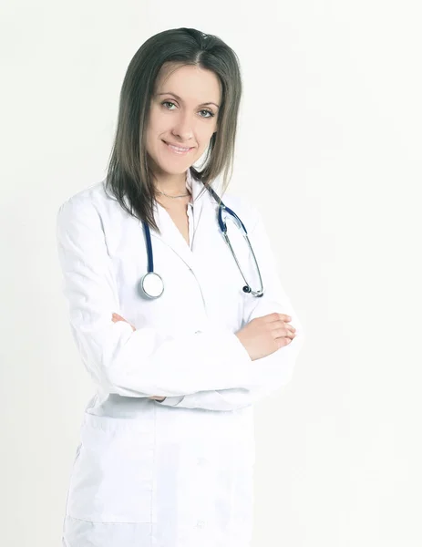 Retrato de um physician.isolated no fundo branco — Fotografia de Stock