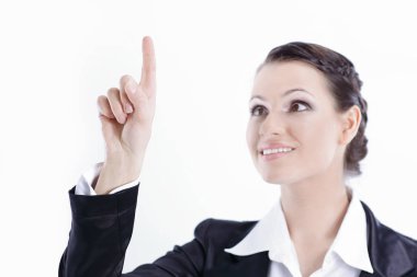 kopya alanı üzerinde yukarıyı başarılı iş kadını