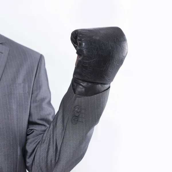 Joven hombre de negocios en Guantes de boxeo. Aislado en blanco —  Fotos de Stock