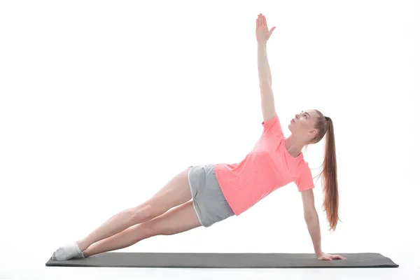 Fitness woman performing exercise to strengthen the abdominal press — Stock Photo, Image