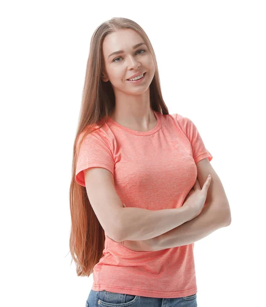 Portrait of a confident young woman.isolated on white background — Stock Photo, Image